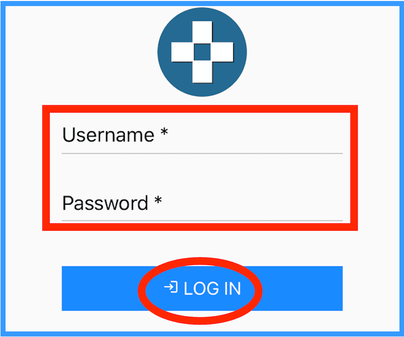 『Username』と『Password』を入力して『LOG IN』を押す